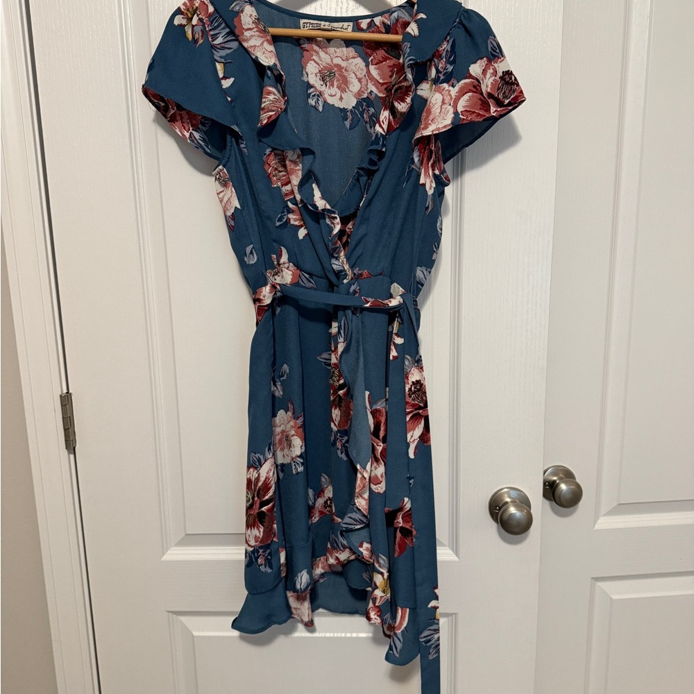 Gypsies & Moondust High Low Dress in Blue and Pink Floral